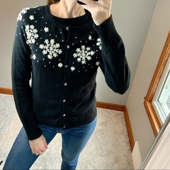 Vintage Eddie Bauer Snowflake Holiday Cardigan Sweater - Picture 1 of 5